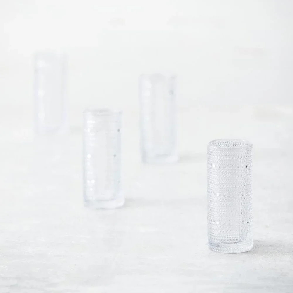 2pc Clear Fortessa Jupiter Collins Beaded Hobnail Highball Glasses 10.8oz